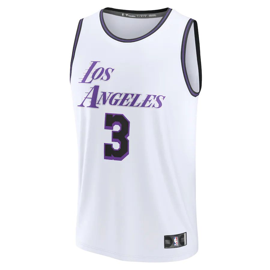 Men Los Angeles Lakers #3 Anthony Davis Fanatics Branded White City Edition 2022-23 Fastbreak NBA Jersey